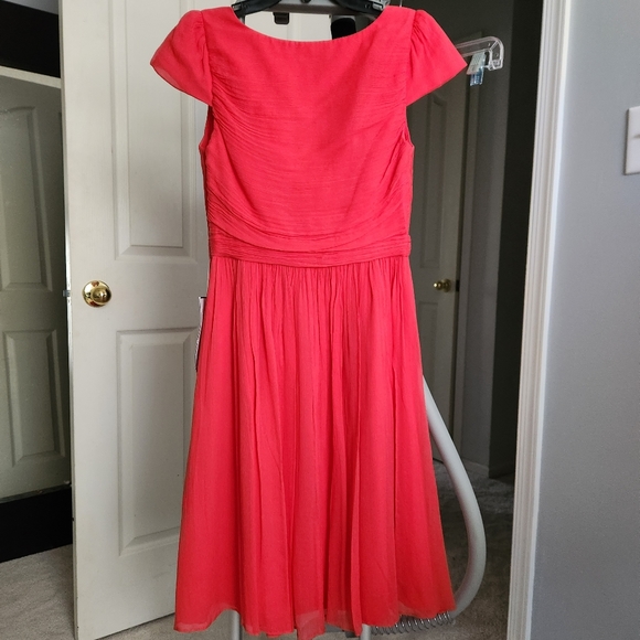 NWT J Crew Silk Chiffon Mirabelle Dress, strawberry red, size 4 - Picture 3 of 15